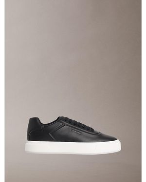 Calvin Klein Calvin Klein Leather Embossed Logo Sneakers - Gray