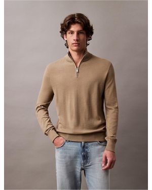 Calvin Klein Extra Fine Merino Wool Blend Quarter Zip Sweater - Multicolor