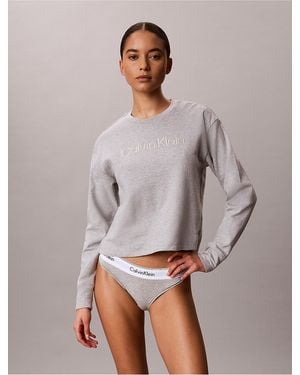 Calvin Klein Modern Terry Relaxed Sweatshirt - Gray