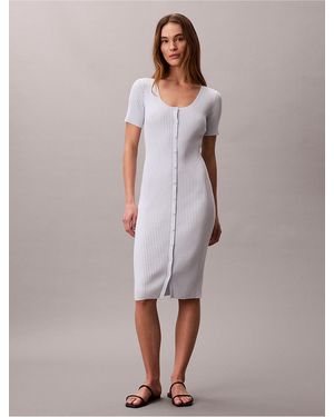 Calvin Klein Calvin Klein Cotton Rib Button-Down Dress - Multicolor