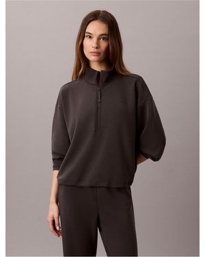 Calvin Klein Calvin Klein Ultra Soft Knit 1/4 Zip Sweatshirt - Brown