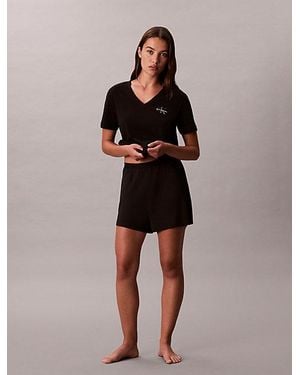Calvin Klein 2-Pack Katoenen T-Shirts Met V-Hals - Bruin