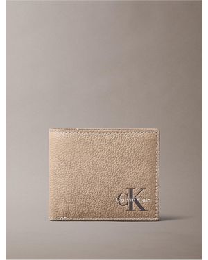 Calvin Klein Monologo Bifold Wallet With Coin Pouch - Brown