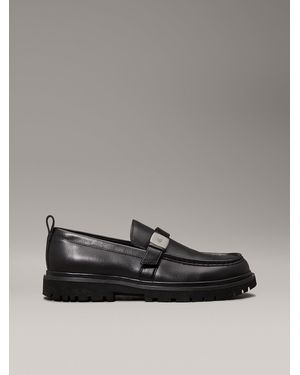 Calvin Klein Leather Apron Toe Loafers - Grey