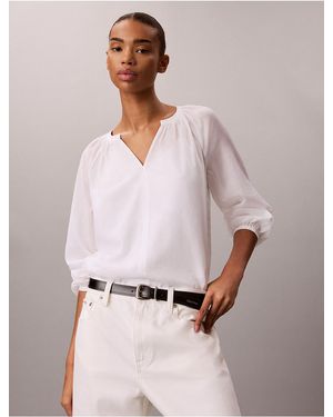 Calvin Klein Calvin Klein Light Cotton Blend Popover Top - Pink