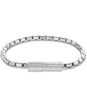 Calvin Klein Stainless Steel Barrel Link Bracelet - White