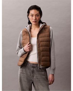 Calvin Klein Nylon Puffer Vest - Brown