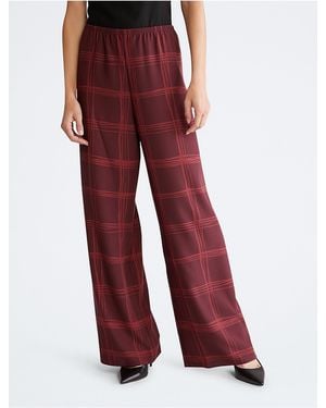 Calvin Klein Check Wide Leg Pants - Red