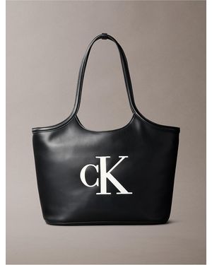 Calvin Klein Embossed Monogram Tote Bag - Gray