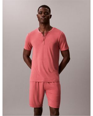 Calvin Klein Ultra Soft Modal Henley Sleep T-Shirt - Red
