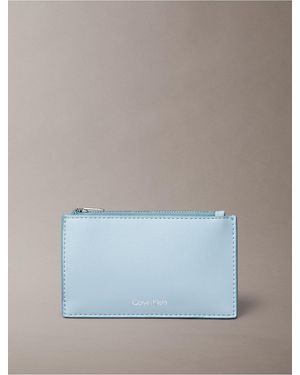 Calvin Klein Foil Logo Top Zip Card Case - Blue