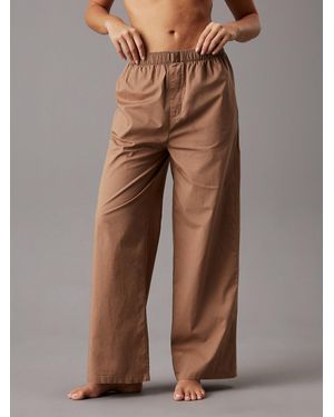 Calvin Klein Cotton Poplin Pyjama Trousers - Brown