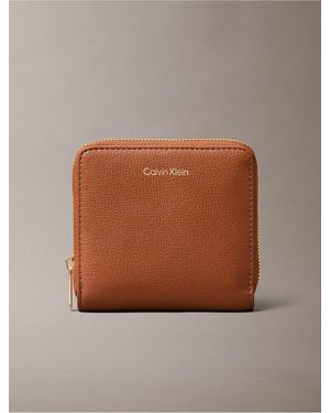 Calvin Klein Foil Logo Square Zip Wallet - Brown