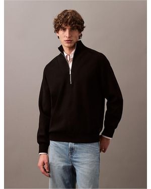 Calvin Klein Tech Knit Quarter Zip Sweater - Black