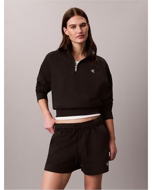 Calvin Klein Calvin Klein Monogram Fleece 1/4 Zip Sweatshirt - Black