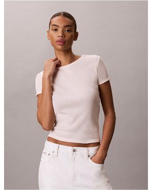 Calvin Klein Calvin Klein Pointelle Knit Short Sleeve Top - Multicolor