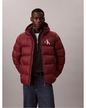 Calvin Klein Calvin Klein Lightweight Nylon Hooded Puffer Jacket - Red