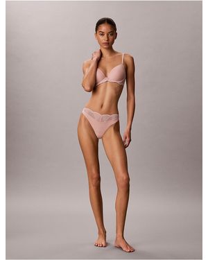 Calvin Klein Perfectly Fit Lace Thong - Natural