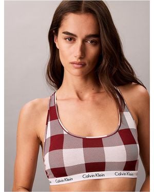 Calvin Klein Carousel Cotton Stretch Lightly Lined Bralette - Red