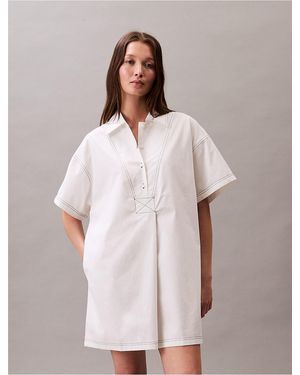 calvin klein white t shirt dress Calvin Klein oversize t shirt dress with logo in white floral print