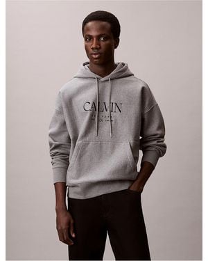 Calvin Klein Premium Fleece Calvin Graphic Hoodie - Gray