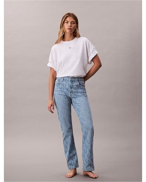 Calvin Klein Calvin Klein Allover Logo High Rise Straight Jeans - Blue