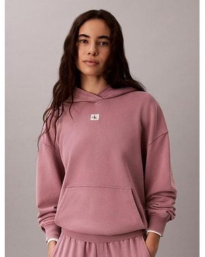 Calvin Klein Jeans Cotton Terry Badge Hoodie - Pink