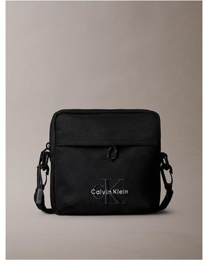 Calvin Klein Nylon Monologo Crossbody Bag - Black