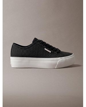 Calvin Klein Jacquard Plateausneakers Met Logo - Bruin