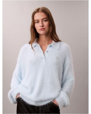 Calvin Klein Calvin Klein Soft Polo Relaxed Sweater - White