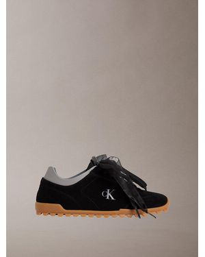 Calvin Klein Suede Organza Runner Trainers - Brown