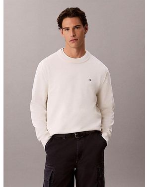 Calvin Klein Jeans Classic Cotton Monogram Jumper - White