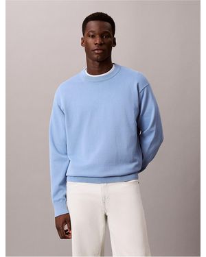 Calvin Klein Calvin Klein Smooth Cotton Easy Sweater - Blue