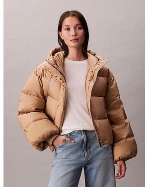 Calvin Klein Short Goose Down Jacket - Brown
