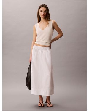 Calvin Klein Calvin Klein Cotton Poplin Midi Skirt - Natural