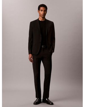 Calvin Klein Slim Wool Stretch Trousers - Black
