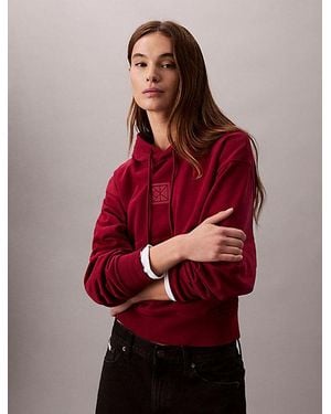 Calvin Klein Sudadera con capucha de felpa de gran calidad - Rojo
