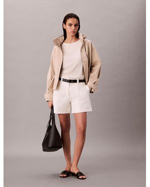Calvin Klein Pleated Bermuda Shorts - Natural
