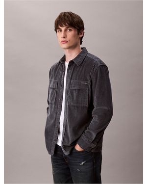 Calvin Klein Corduroy Relaxed Button-Down Shirt - Multicolor