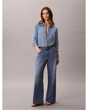Calvin Klein Calvin Klein Linen Blend Wide Leg Jeans - Blue