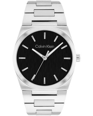 Calvin Klein Textured Dial Integrated Bracelet Watch - Gray