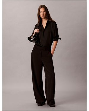 Calvin Klein Calvin Klein Twill Wide Leg Pants - Black
