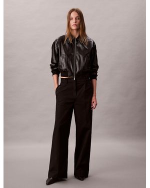 Calvin Klein Wide Leg Chino Trousers - Black