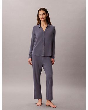 Calvin Klein Shirt And Trousers Set Ultra Soft Modal - Purple