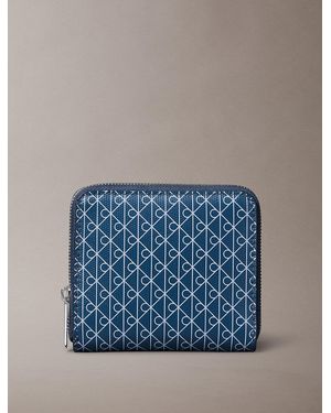 Calvin Klein Rfid Square Zip-Around Logo Wallet - Blue