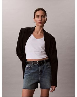Calvin Klein Calvin Klein High Rise Midi Denim Shorts - Gray