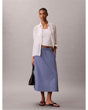 Calvin Klein Calvin Klein Cotton Poplin Midi Skirt - Purple