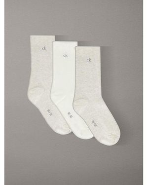 Calvin Klein 3 Pack Soft Cotton Rolltop Crew Socks - Grey