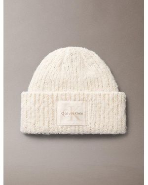 Calvin Klein Plush Satin Lined Beanie - Natural