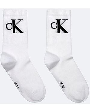 Calvin Klein 2 Pack Soft Cotton Stretch Crew Socks - White